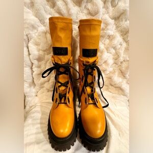 RtA Combat Boots, Platform, Size 39EU, Mustard yellow